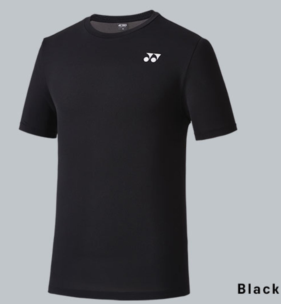 a black t - shirt with a white logo on the chest