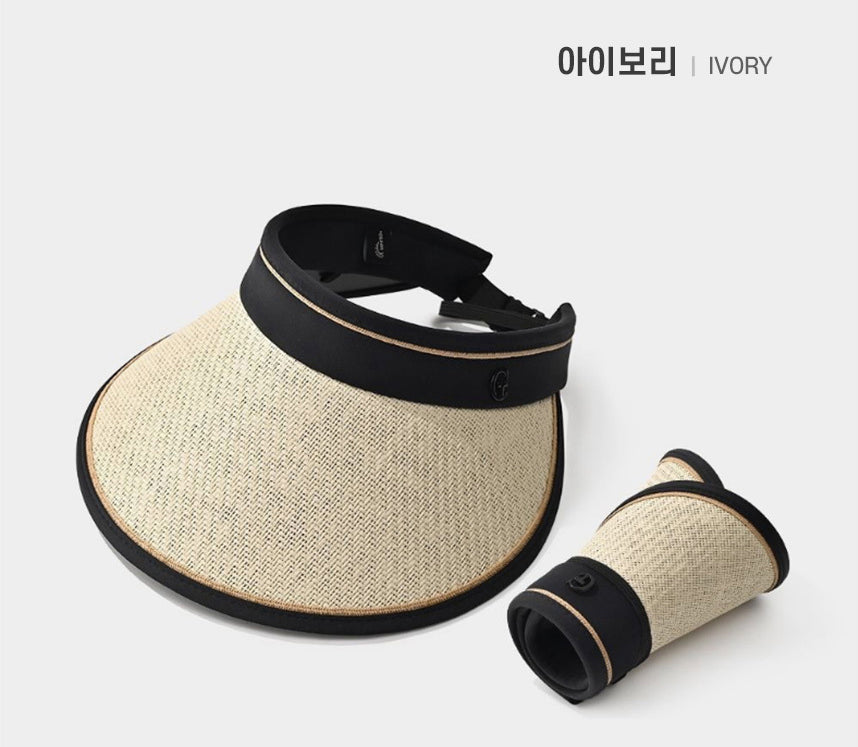 Women Sun Blocking Holiday Rattan Summer Twisted Sun Cap Hat 여성 햇빛 차단 휴가 라탄 여름 돌돌이 썬캡 모자