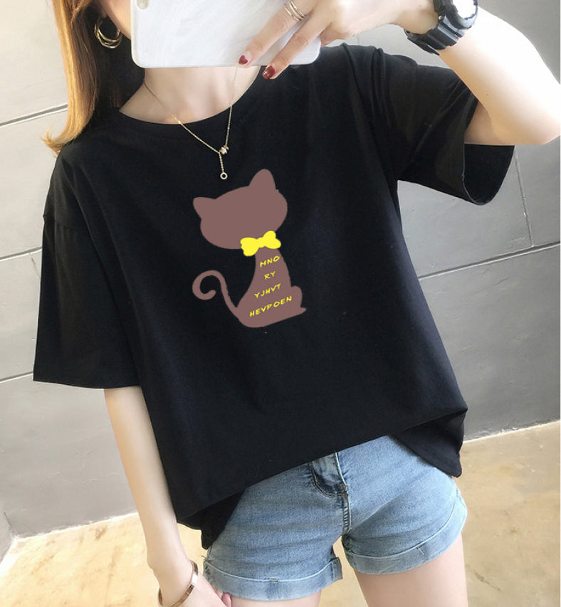 a woman wearing a t - shirt with a mouse on it