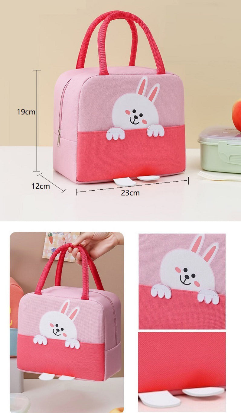 a pink and pink bag with a bunny on it